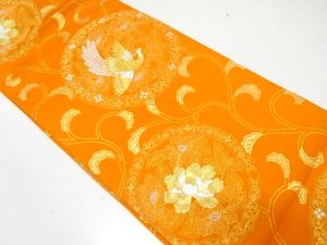 絵皿に花鳥模様織り出し　袋帯